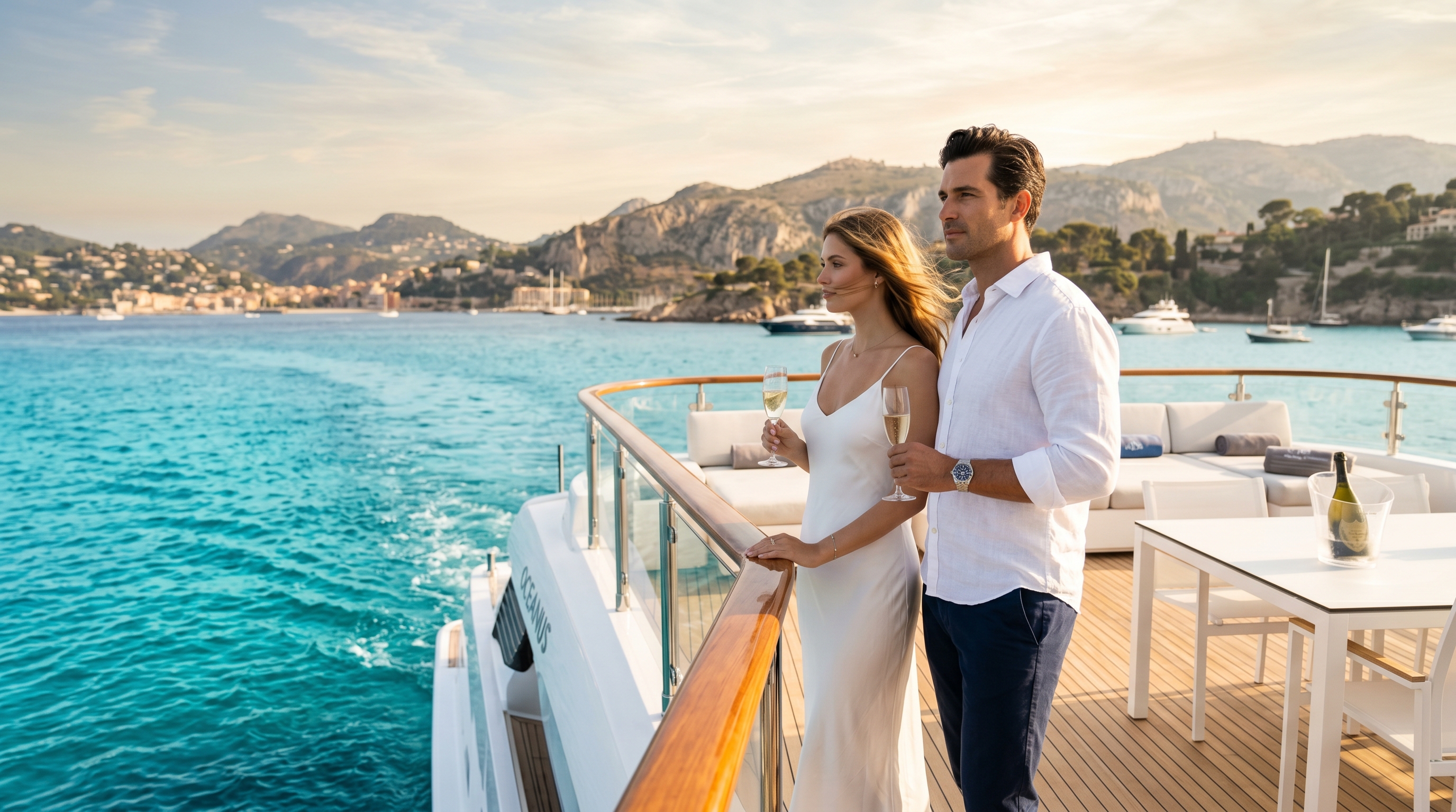 Luxury sugar dating lifestyle — couple on yacht